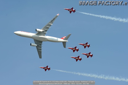 2014-09-06 Payerne Air14 2102 Airbus A330-343 - Patrouille Suisse - Northrop F-5 Tiger II